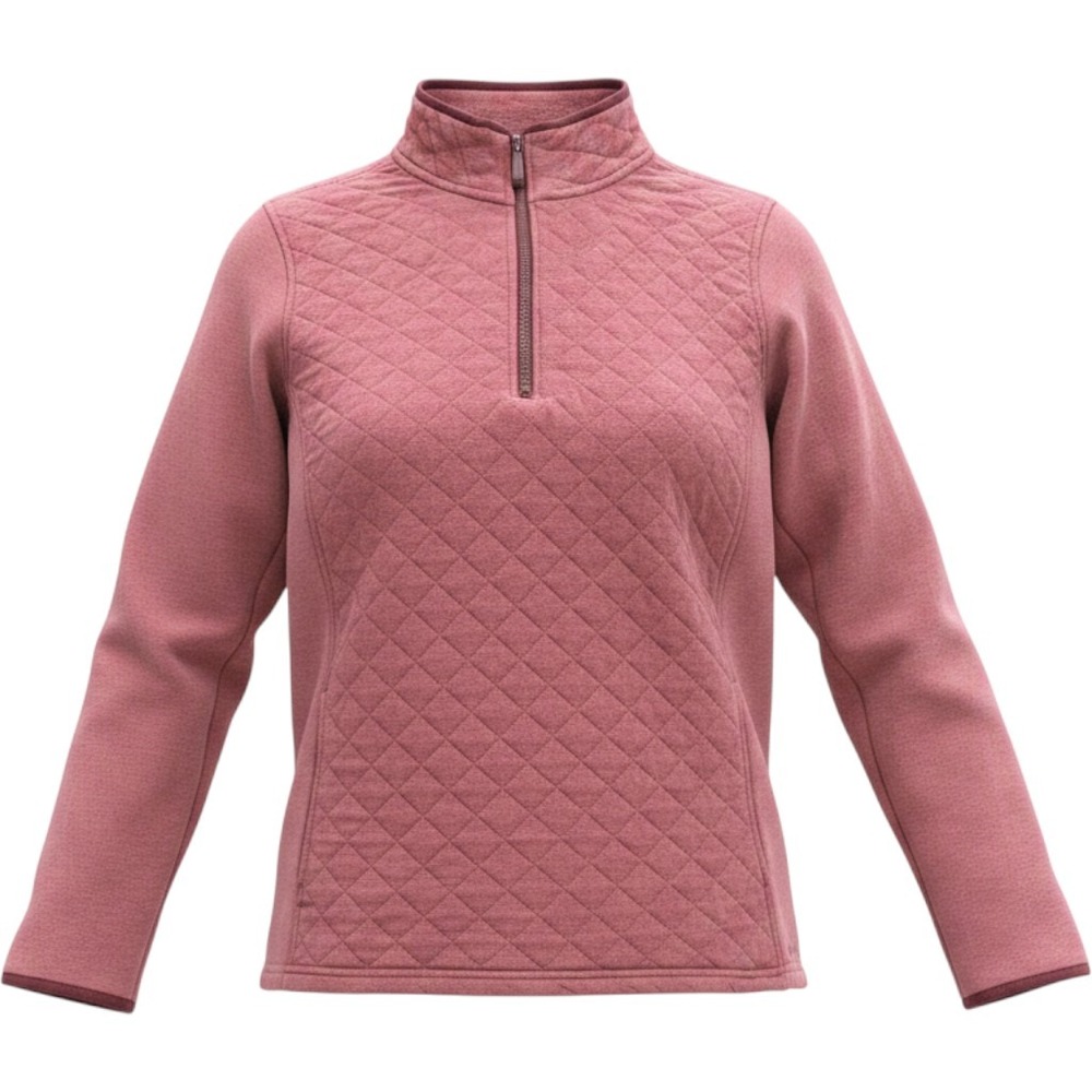 Eddie Bauer Womens Pink Quilted Quarter Zip Fleece Pullover EB002237 Large‎